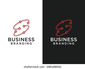 Abstract Initial Letter S Logo. S Icon Linked with Line Outside isolated on Double Background. Usable for Business and Technology Logos. Flat Vector Logo Design Template Element.