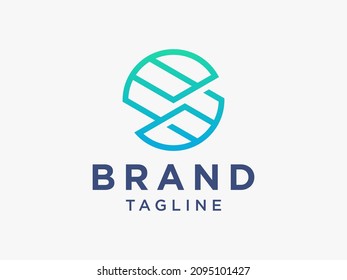 Abstraktes Logo für den Anfangsbuchstaben S. Blauer, grüner Circular Wave Style einzeln auf weißem Hintergrund. Für Unternehmens- und Technologielogos geeignet. Flaches Vectorlogo-Design-Vorlagenelement.
