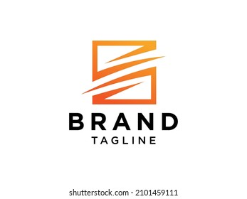 Abstract Initial Letter S Logo. Orange Circular Wave  Style isolated on White Background. Usable for Business and Branding Logos. Flat Vector Logo Design Template Element.