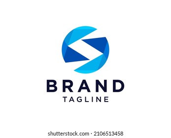 Abstraktes Logo für den Anfangsbuchstaben S. S Symbol verbunden mit Radiallinie Außenbereich einzeln auf weißem Hintergrund. Für Unternehmens- und Technologielogos geeignet. Flaches Vectorlogo-Design-Vorlagenelement.