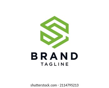 Abstract Initial Letter S Logo. Green Geometric Waves Origami Style isolated on White Background. Usable for Business and Branding Logos. Flat Vector Logo Design Template Element.