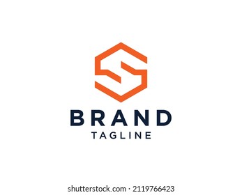 Abstract Initial Letter S Logo.  Orange Radial Line Double S Letter isolated on White Background. Usable for Business, Technology and Branding Logo. Flat Vector Logo Design Template Element