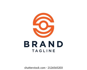 Abstract Initial Letter S Logo. Orange Geometric Square Origami isolated on White Background. Usable for Business, Branding and Technology Logos. Flat Vector Logo Design Template Element.