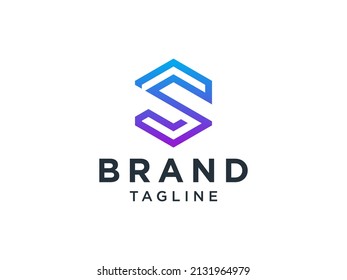 Abstract Initial Letter S Logo. Blue Shape Circular Line Infinity Style isolated on White Background. Usable for Business and Technology Logos. Flat Vector Logo Design Template Element.