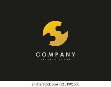Abstract Initial Letter S Logo. Geometric Circle with Two Arrow Icon isolated on Black Background. Usable for Business, Banding and Technology Logos. Flat Vector Logo Design Template Element.