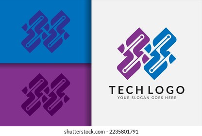 Abstract Initial Letter S Logo Design with Modern Tech Style Concept.