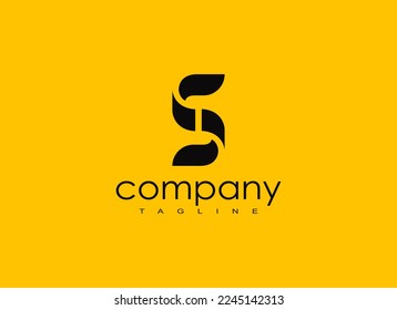 Resumen Logo De La Letra Inicial S. Letra geométrica de formas de onda S aislada en fondo amarillo. Idóneo para logotipos de empresas y marcas. Elementos de plantilla de vectores de diseño plano