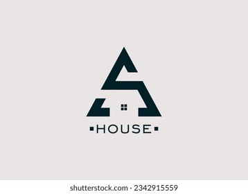 Abstract Initial Letter S and A Logo. Geometric Shape Letter SA AS with Home Icon. Usable for Real Estate, Business, and Branding Logos. Flat Design Vector Template Element