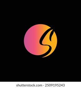 Letra inicial abstrata logotipo S. Linha Radial com Letra Espacial Negativa isolada no Plano de Fundo Branco. Elemento de modelo de design de logotipo de vetor plano