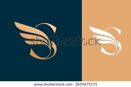 Abstract Initial letter S with luxury wing logo design vector illustration