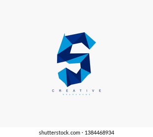 abstract initial letter S origami polygon style logotype