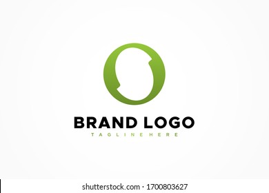 Abstract Initial Letter S or OS Logo. Green Circle with Negative Space Style inside. Flat Vector Logo Design Template Element.