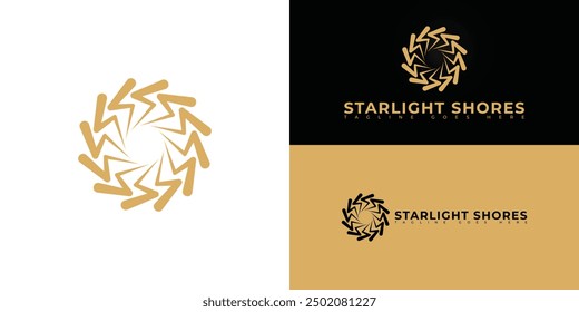 Abstract initial letter S or SS in gold color isolated on multiple background colors. The logo is suitable for apartment community logo design inspiration templates.
