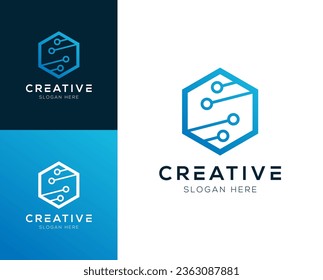 Abstract Initial letter S and Technology logo design vector illustration