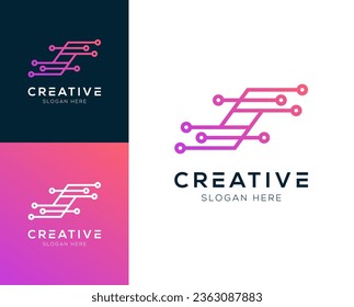 Abstract Initial letter S and Technology logo design vector illustration