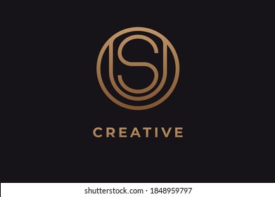 Abstract initial letter S and U logo,usable for branding and business logos, Flat Logo Design Template, vector illustration