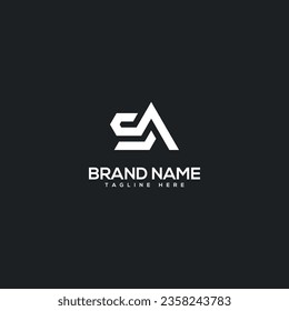 Resumen de la letra inicial Modelo de diseño del logotipo AS SA - vector