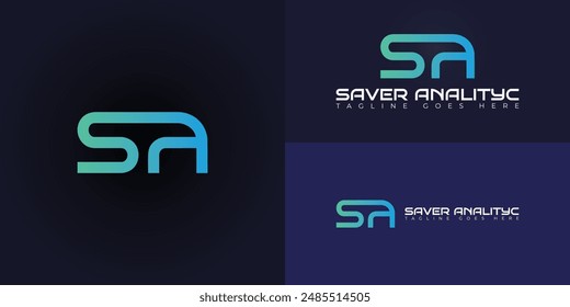 Abstract initial letter SA or AS logo in green-blue color isolated on multiple background colors. The logo is suitable for analytics start-ups and business consulting logo vector design illustration