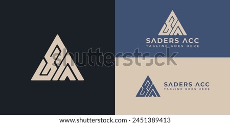 Abstract initial letter SA or AS logo in soft gold color isolated on multiple background colors. The logo is suitable for virtual accounting firm business logo icons to design inspiration templates.