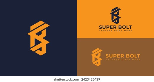 Abstract initial letter SB or BS logo in orange color isolated in deep blue background applied for electrical supplier logo also suitable for the brands or companies have initial name BS or SB.