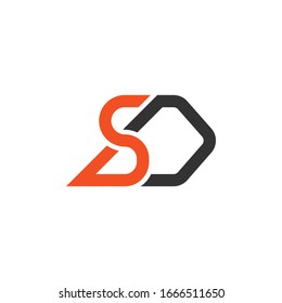 Abstract initial letter  SD DS. minimal awesome trendy professional logo design template. Vector letter logo with red and black color.