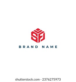 Abstract initial letter SF or FS in hexagon shape in red color isolated on a white background applied for professional services business logo design inspiration template
