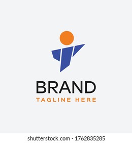 Abstract initial letter I shaped as superhero fly, logo template