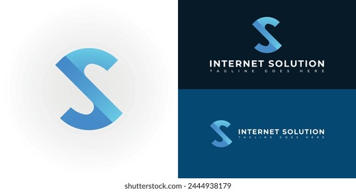 abstract initial letter IS or SI logo in gradient blue color isolated on multiple background colors. The logo is suitable for Internet and Technology Service Company logo design inspiration template