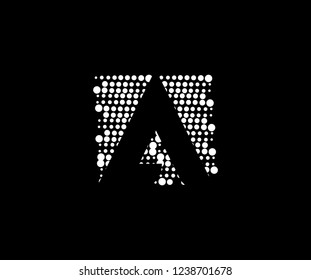 Abstract Initial A Letter Silhouette Square Dots Logotype