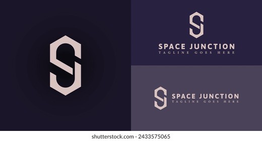Logo de la letra inicial abstracta SJ o JS en color oro suave aislado en múltiples fondos. El logotipo aplicado para el logotipo de bienes raíces de lujo también es adecuado para la marca o empresa que tiene la misma inicial