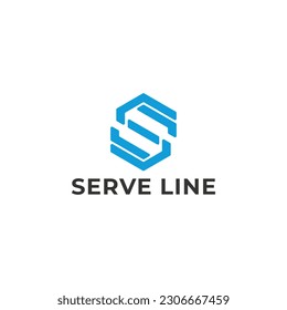 Abstract initial letter SL or LS logo in blue color isolated in white background. SL initial letters looping linked hexagon monogram logo. Blue letter SL logo for personal business logo idea.