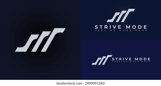 Abstract initial letter SM or MS logo in silver-white color isolated on multiple background colors. The logo is suitable for sports business apparel logo design inspiration templates.