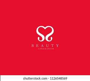 Abstract Initial Letter SS Love Heart Logo