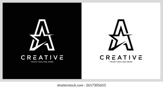 Abstract Initial Letter A Star Logo Vector