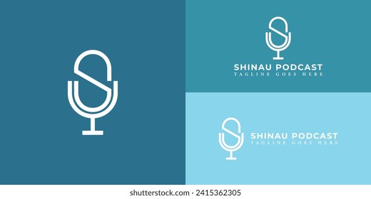 Abstract initial letter SU or US logo in white color isolated in multiple blue background applied for coaching business logo also suitable for the brands or companies have initial name SU or US.