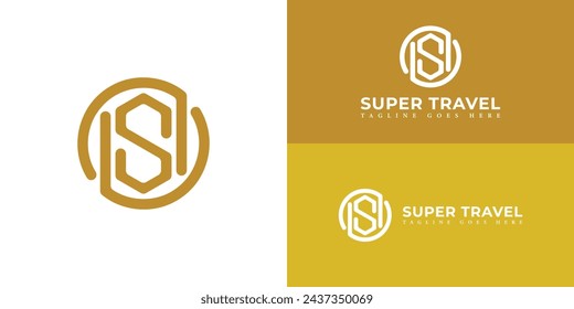 Abstract initial letter SU, US, ST, or TS logo in yellow color isolated in multiple background colors. The logo is applied for travel business logo design inspiration template