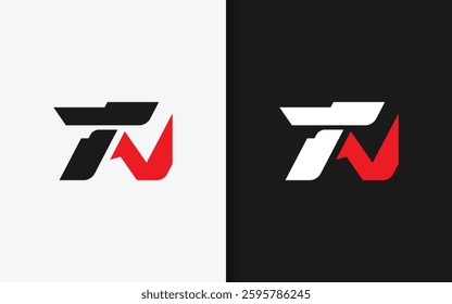 Abstract initial letter T combined with letter N symbol logo icon design. Geometric Monogram minimalist vector logo illustration.