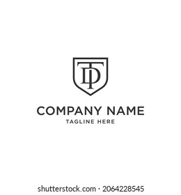 Resumen de la letra inicial con logotipo T y D. color negro aislado en fondo blanco. Usable para logotipos de empresas y marcas. Elemento de plantilla de diseño de logotipo de vectores planos
