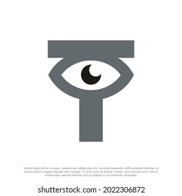 Abstract Initial Letter T with Eye Logo Design. Vector Illustration