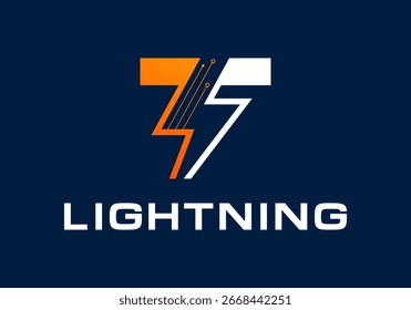 Abstract Initial letter T with lightning logo design vector illustration