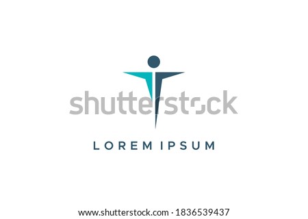 Abstract Initial Letter I and T Linked Logo. Blue Geometric Shape Human Symbol Arrow Style isolated on White Background. Usable for Business and People Logos. Flat Vector Logo Design Template Element.