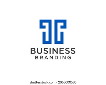 Resumen del logotipo de la letra inicial T. Estilo lineal azul aislado en fondo blanco. Usable para logotipos de empresas, tecnología y promoción de marca. Elemento de plantilla de diseño de logotipo de vectores planos.