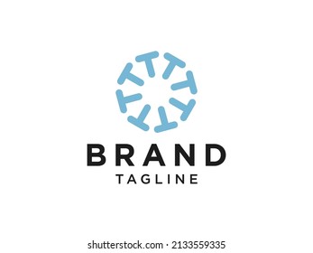 Abstract Initial Letter  T Logo. Blue Geometric Shape Symbol Arrow Style isolated on White Background. Usable for Business and People Logos. Flat Vector Logo Design Template Element.
