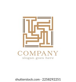 Abstract Initial Letter T Monogram Logo Design which forms a Square Concept.