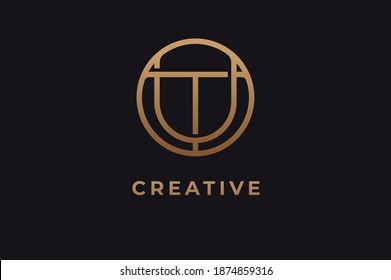 Abstract initial letter T and U logo,usable for branding and business logos, Flat Logo Design Template, vector illustration