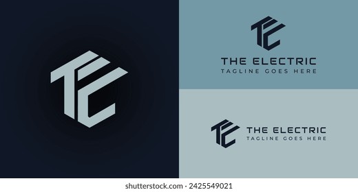 Abstract initial letter TE or ET logo in soft blue color isolated in deep blue background applied for electrician business logo also suitable for the brands or companies have initial name ET or TE.