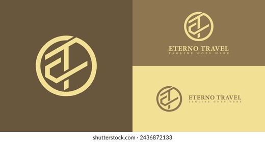 Abstract initial letter TE or ET in solid gold color isolated on multiple brown background colors. Alphabet TE or ET monogram vector logo template in gold color applied for luxury travel provider logo