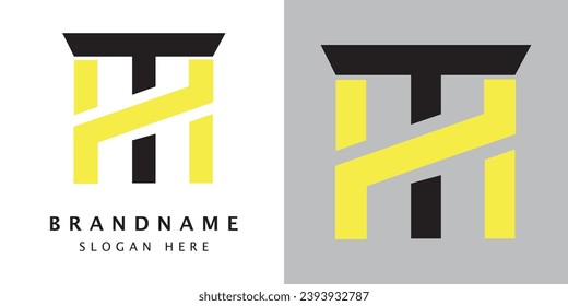 Abstract Initial Letter th and ht Logo. Shape Cutout Style isolated on Double Background. Usable for Business and Branding Logos. Flat Vector Logo Design Template Element.