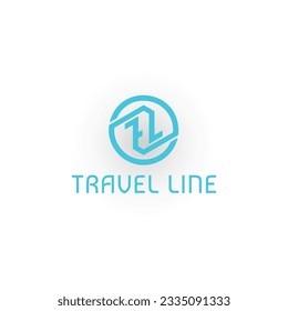 Resumen de la letra inicial TL o LT en color azul aislado en fondo blanco. Logo de la carta de arte minimalista y elegante para el logotipo de viaje. Este icono del logotipo incorpora dos letras T y L de forma creativa.