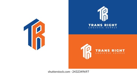 Letra inicial abstracta TR o logotipo de RT en color azul-naranja aislado en múltiples colores de fondo aplicados para el logotipo de la empresa logística también adecuado para las marcas o empresas tienen nombre inicial RT o TR